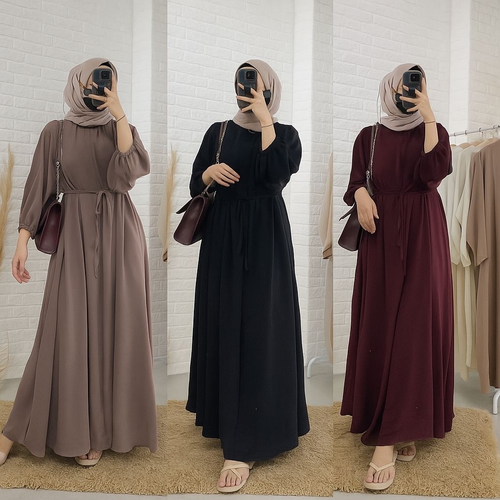 Gamis nadira dress bahan crinkle premium