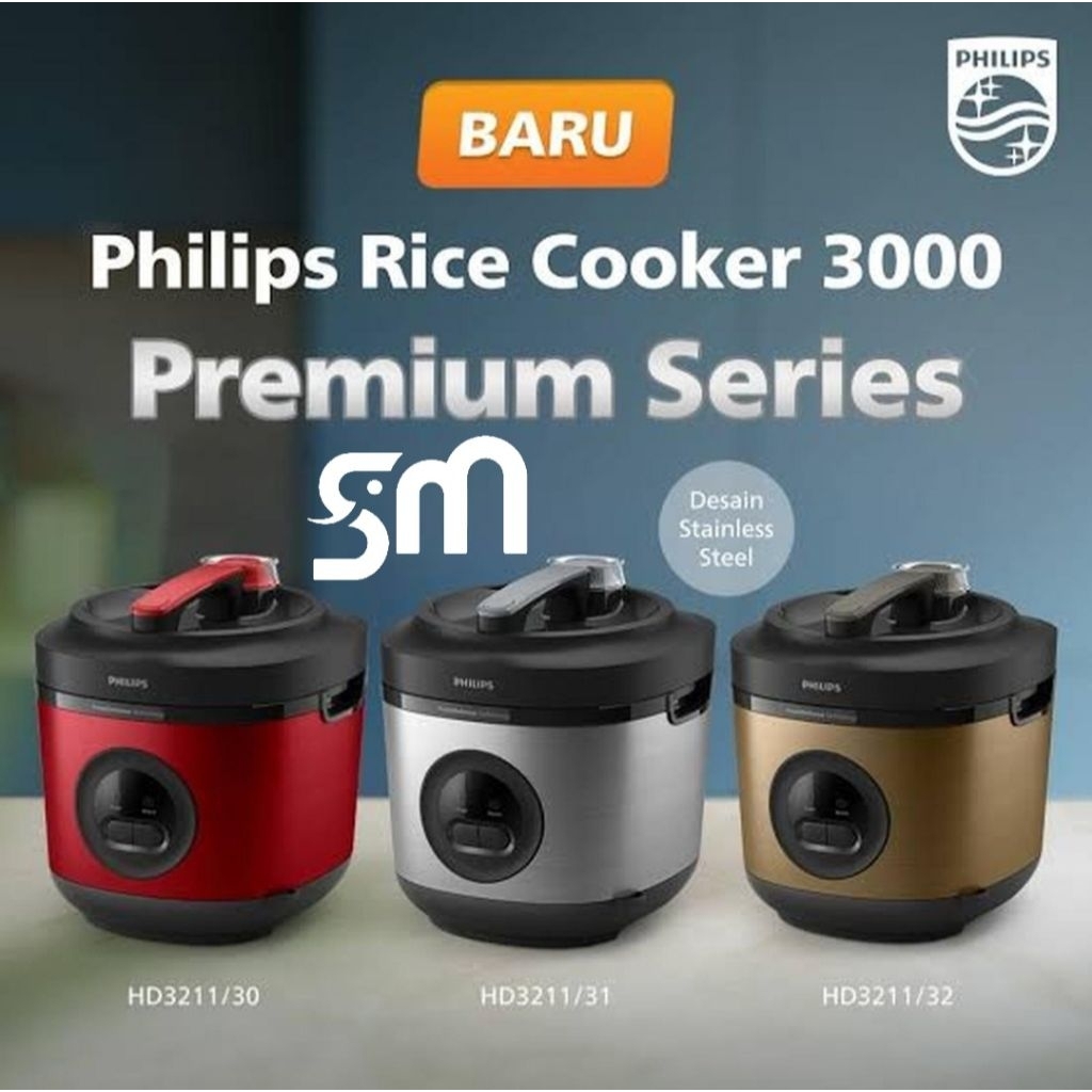 Rice Cooker Philips HD-3211 Magic com 1.8 Liter HD3211 Stainless Steel Bakuhanseki