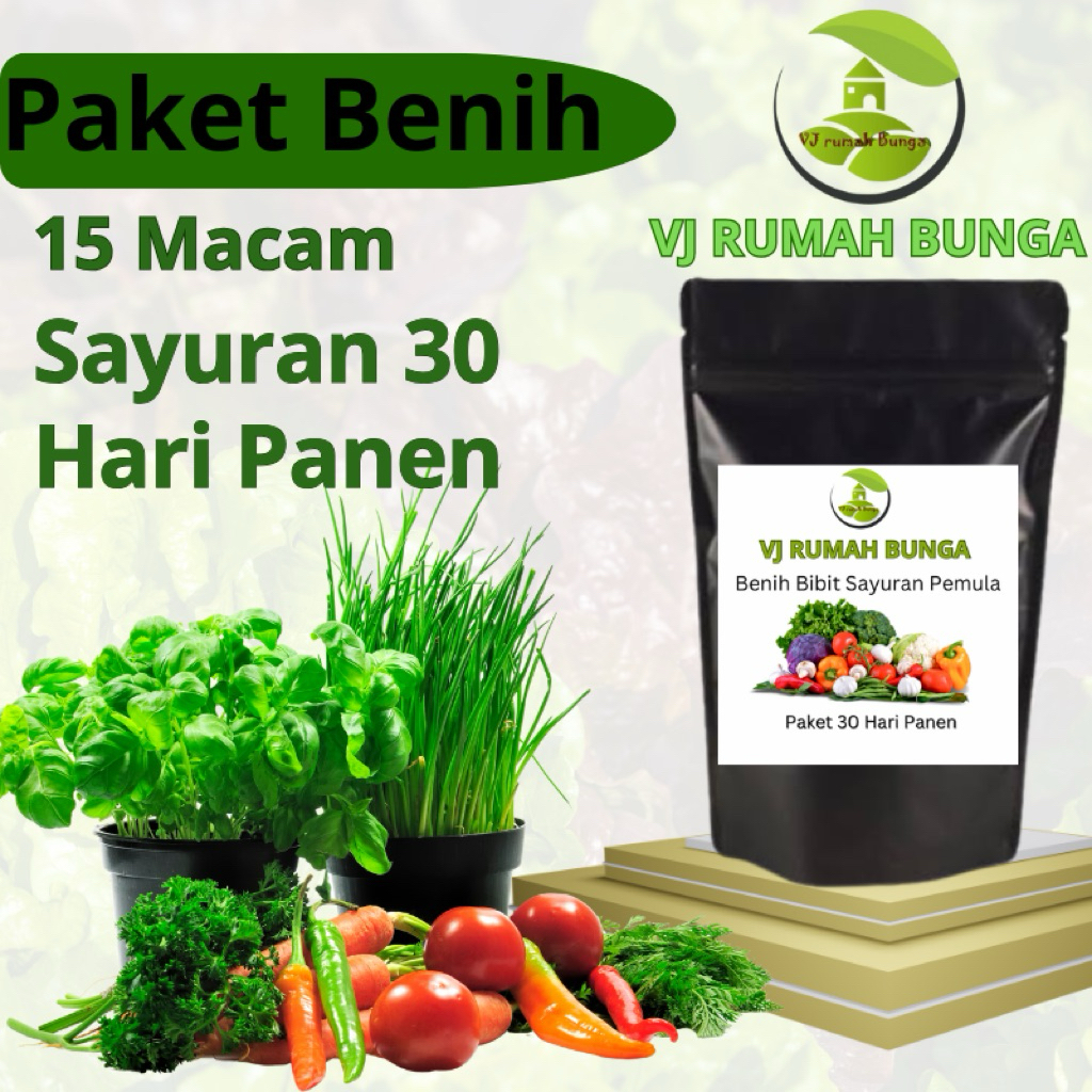 Paket Benih Bibit 15 jenis Sayur 30 Hari Bisa Panen Isi Ratusan Benih Bibit Sayur Unggul Cepat Panen