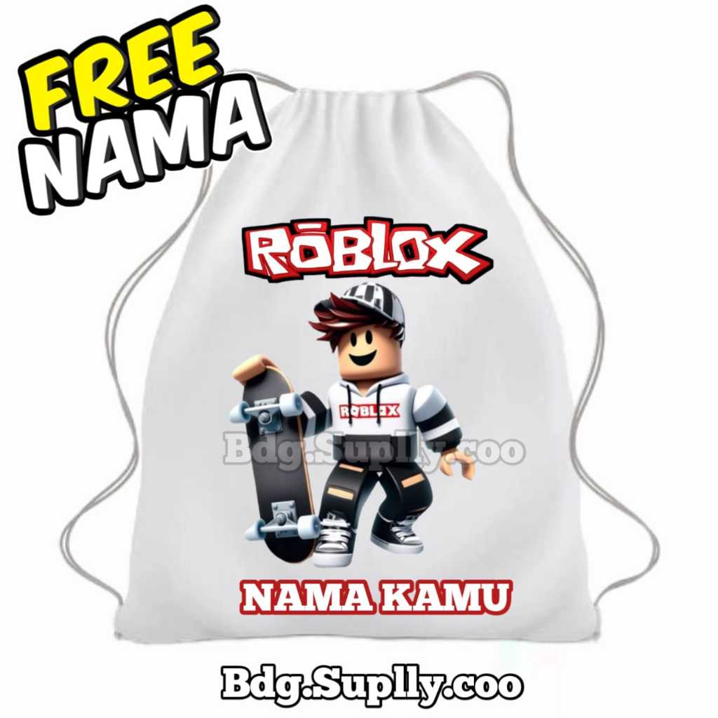 (FREE NAMA) TAS SEKOLAH ANAK MURAH TAS SERUT ANAK ROBLOX LIMITED EDITTION PUTIH