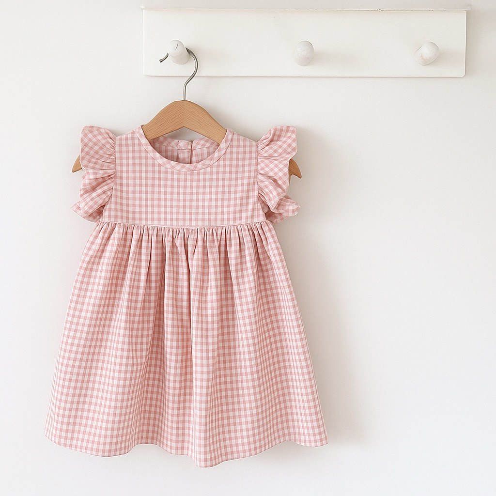 CEMI - Gingham Midi Dress Anak Perempuan Katun Kotak Kotak