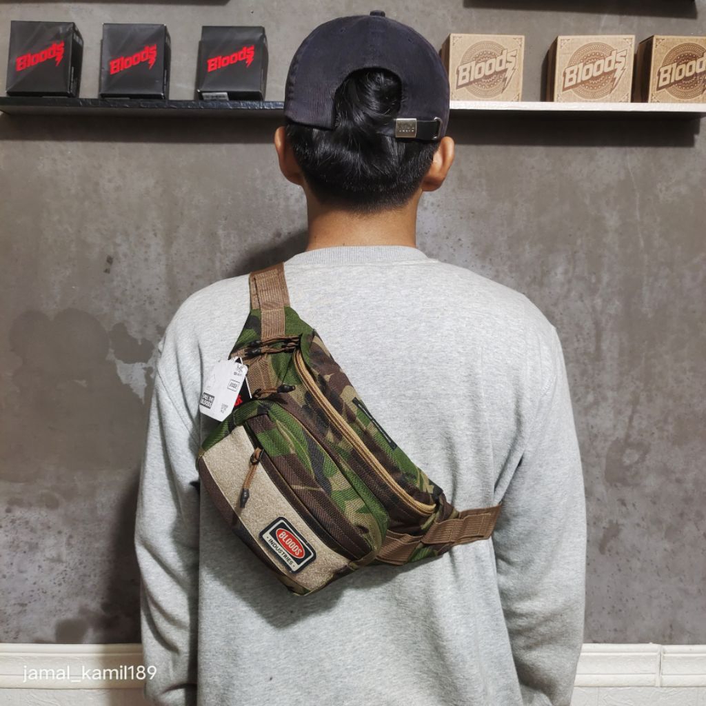 TAS SELEMPANG WAISTBAG BLOODS ROUGE ARMY CAMO ORIGINAL.