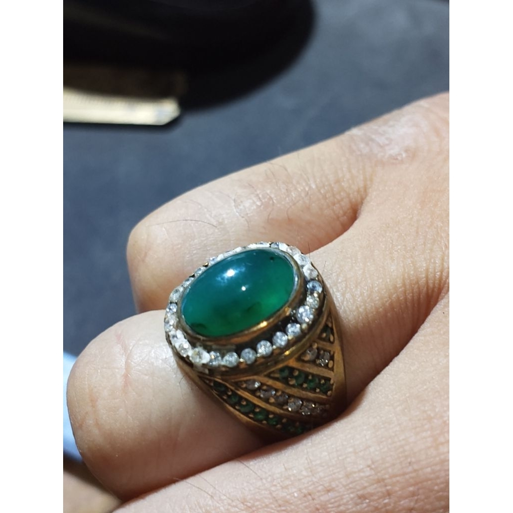 cincin perak batu bacan gulao termurah promo hijau botol