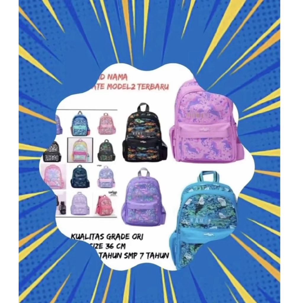 RANSEL TK A / B ID NAMA GIRL / BOY SIZE 36cm