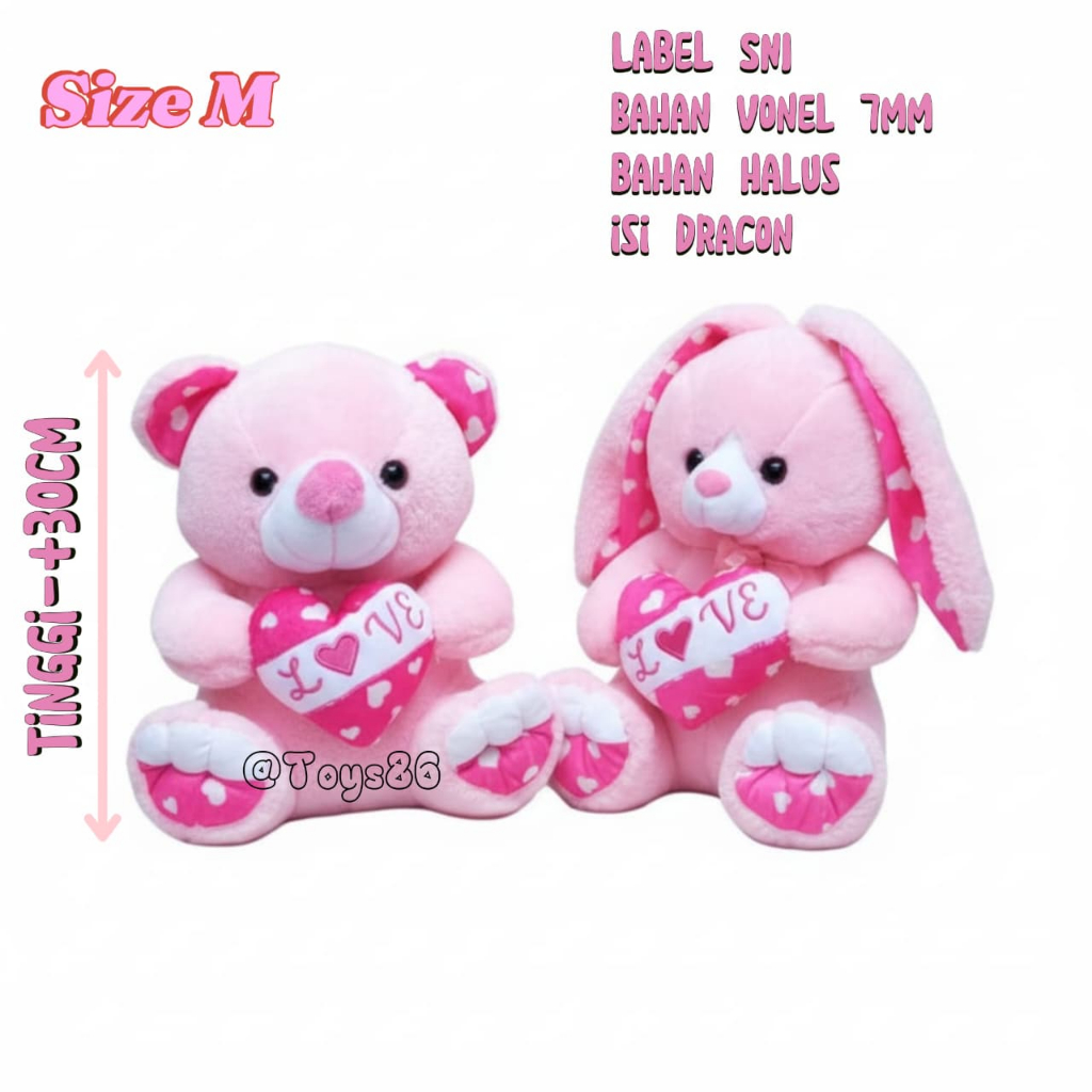 Boneka  Bear Love & Kelinci Love size M