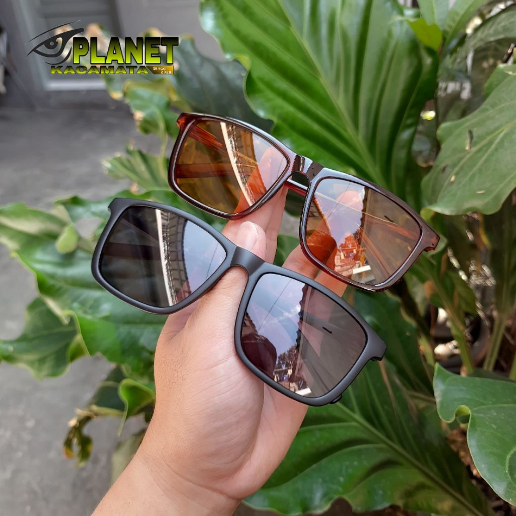 Kacamata Kotak Besar Lensa Diwarna Hitam/Coklat Minus|Cylinder|Plus