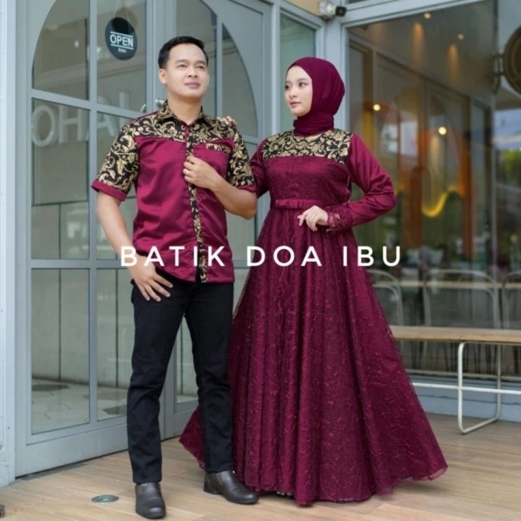 Mutiara Dress Couple - Gamis Kondangan Set Gamis Mutiara Brokat gamis couple pasangan terbaru gamis 