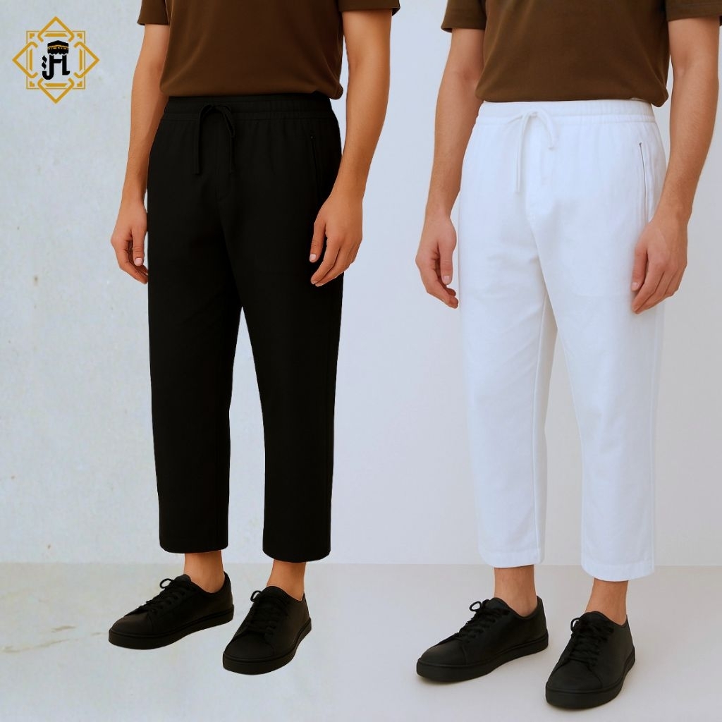 Celana Sirwal Daleman Gamis Pria 7/8 Katun Adem – Warna Hitam & Putih