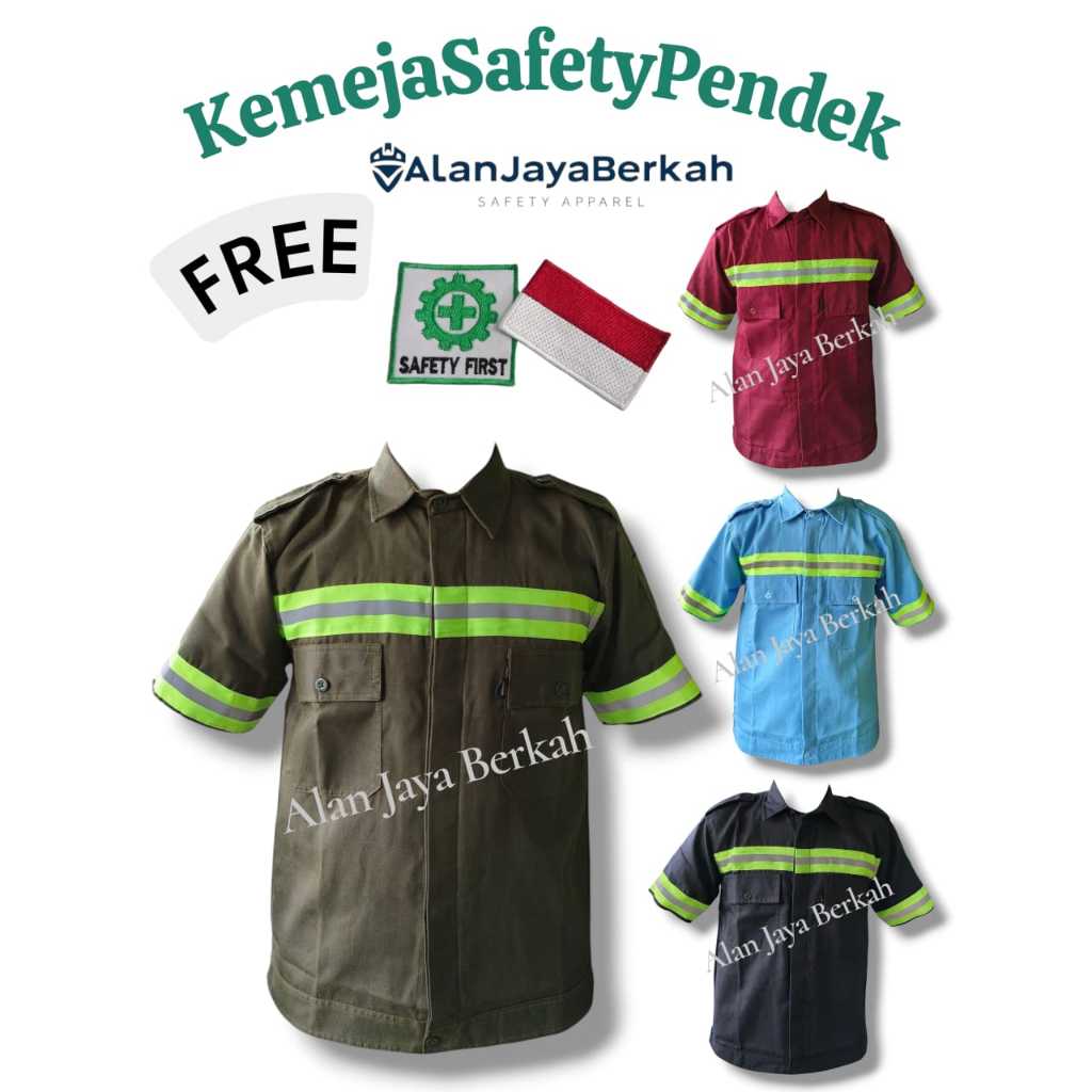 Wearpack safety lengan pendek kemeja safety atasan baju kerja safety lengan pendek/Kemeja safety len