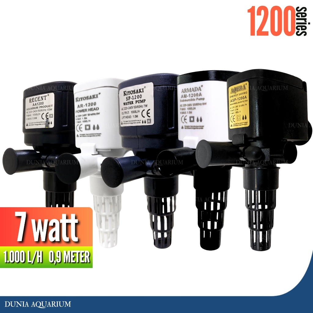 Mesin Pompa Air Aquarium 1200 Series - Untuk Pompa Filter Akuarium Kolam Ikan Hidroponik Low Watt 7 