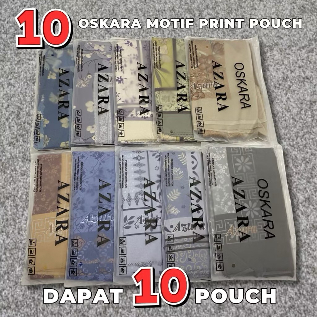(Grosir) Hijab segi empat motif azara | Azara motif pouch oskara | Hijab motif