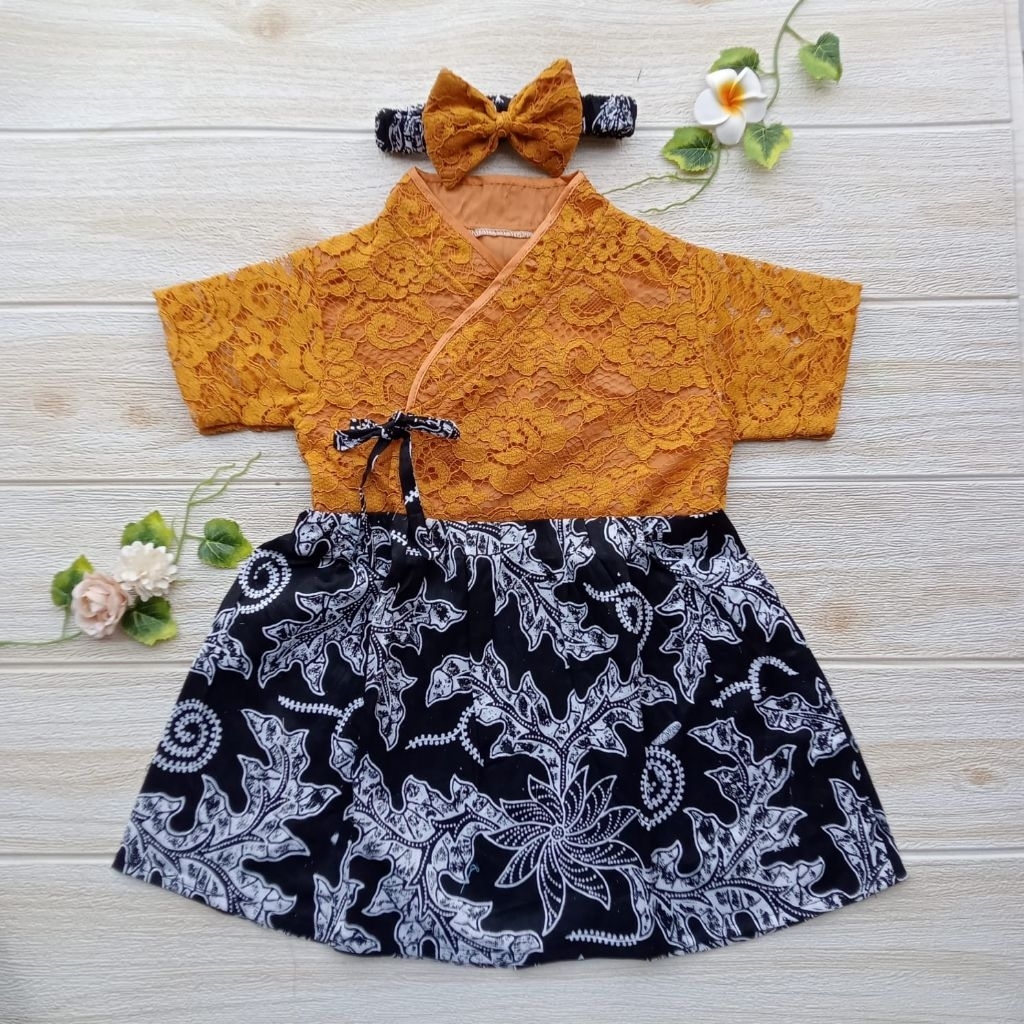 Hanbok Anak Kekinian / Hanbok Batik Bayi / Hanbok Brokat warna MUSTARD