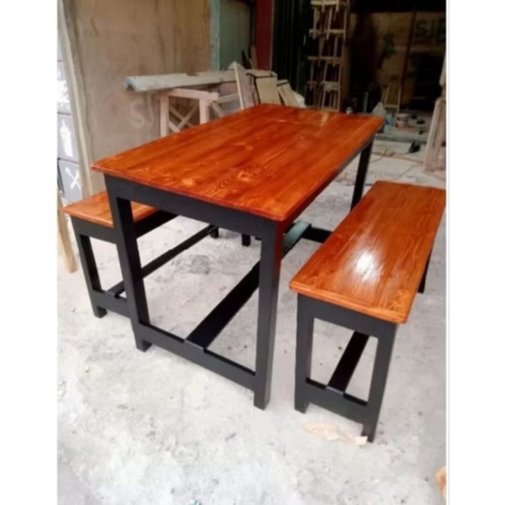 meja makan cafe resto& kursi panjang