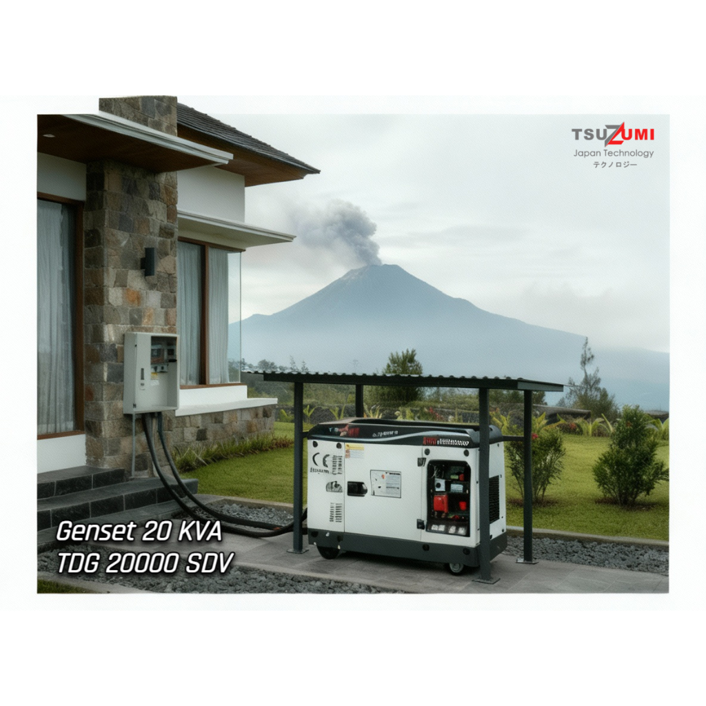 Genset 16000 Watt Silent Diesel 20 KVA Dual Voltage Tsuzumi TDG 20000 SDV Japan Technology Surabaya