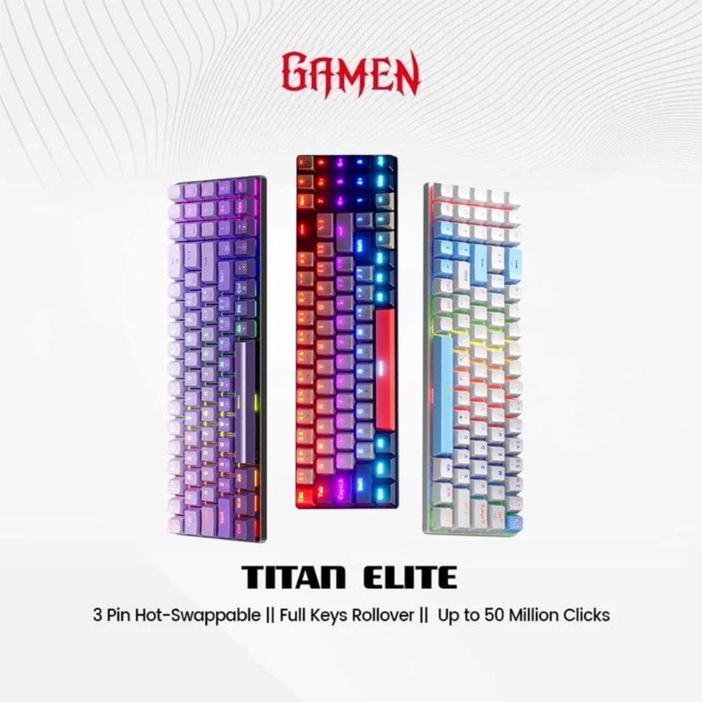 GAMEN Titan Elite Mechanical Pluggable Switch Gaming Keyboard Kabel Wired Computer RGB