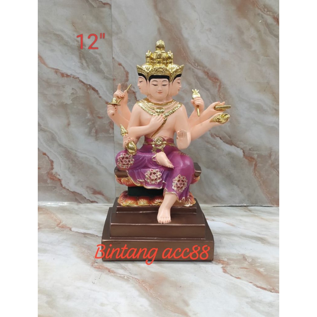 patung buddha 4 wajah / semien fo / se mien fo - fiber - 12inch