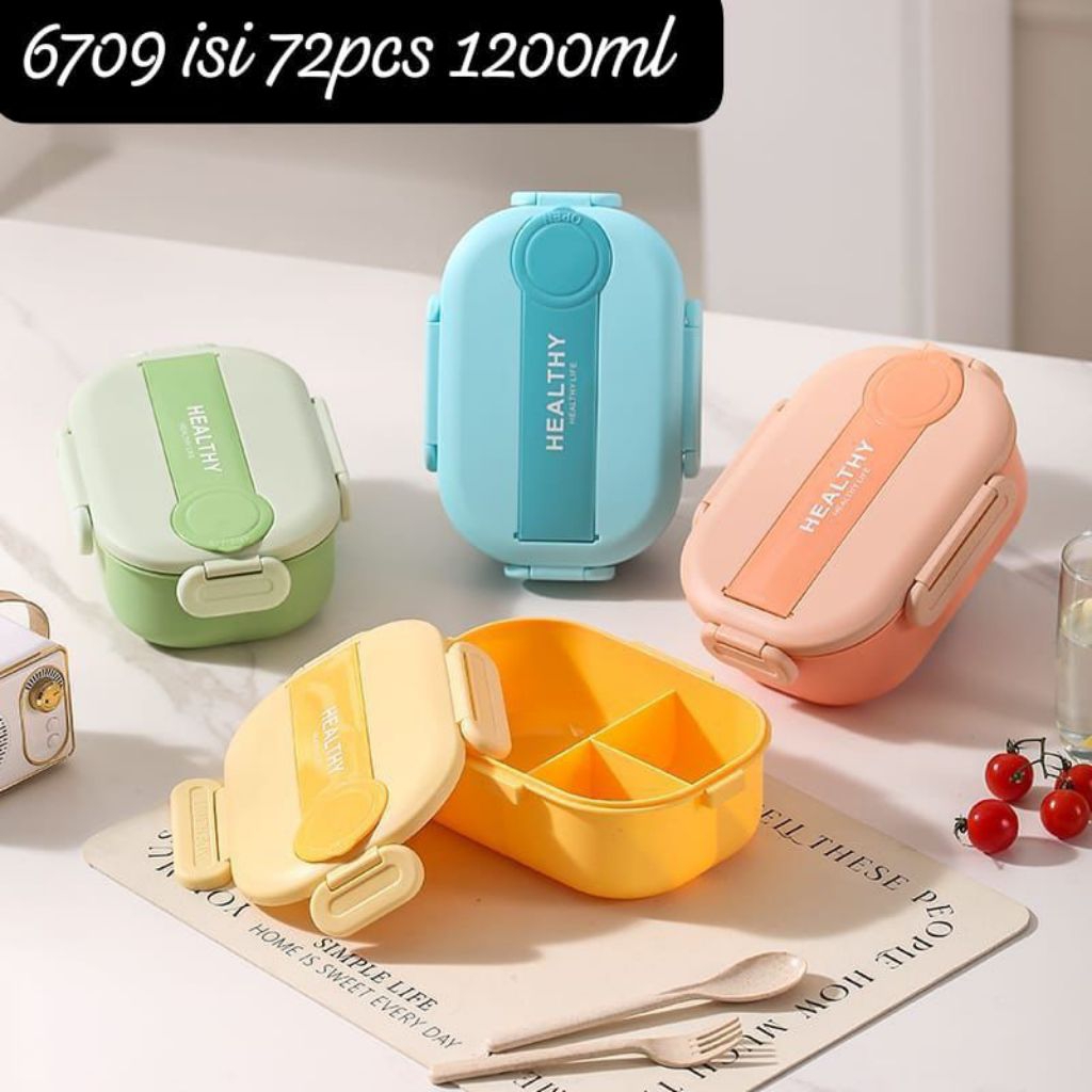 Kotak Makan / Lunch Box Anti Tumpah Free Sendok Garpu BPA Free