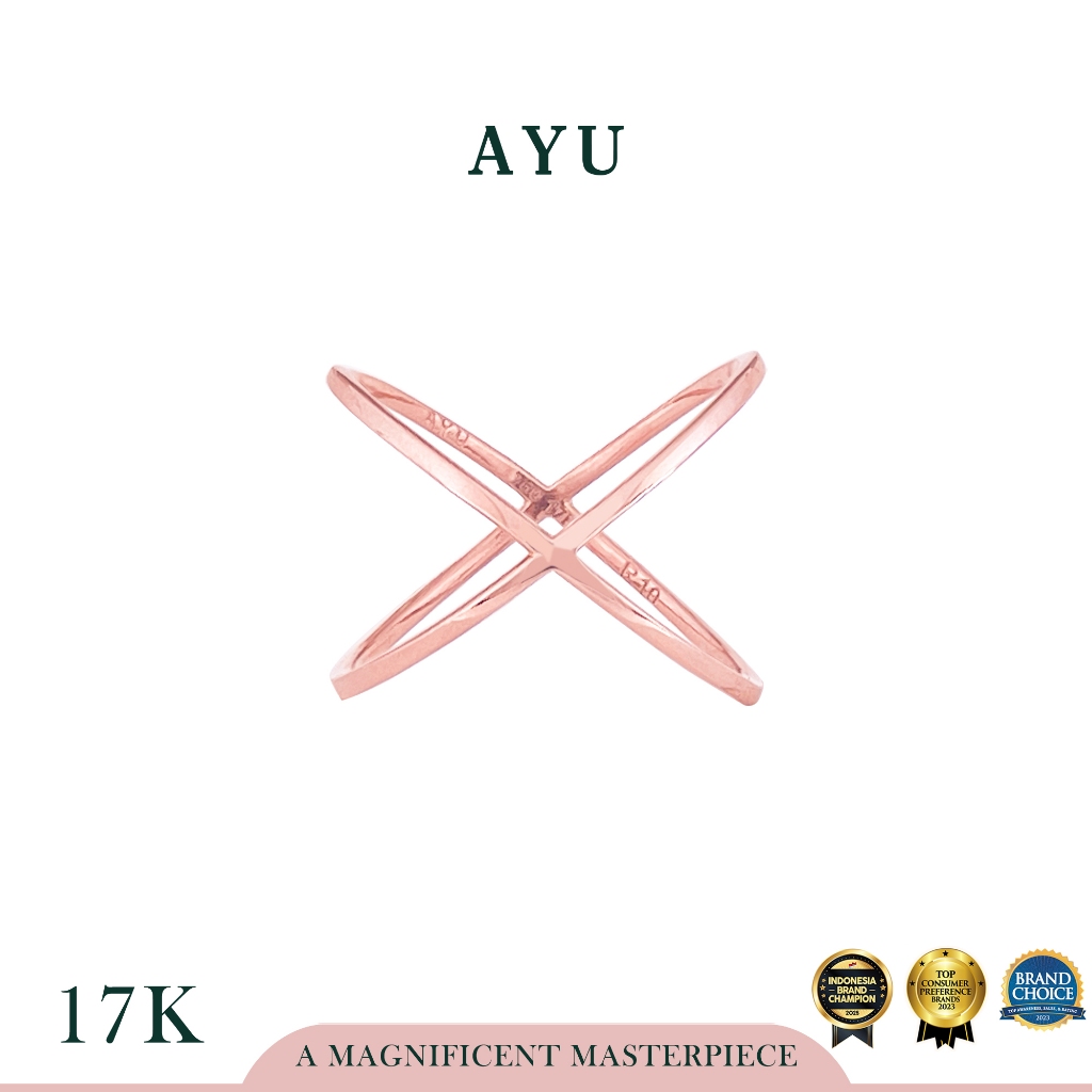 AYU Cincin Emas - Gold X Ring 17K Rose Gold