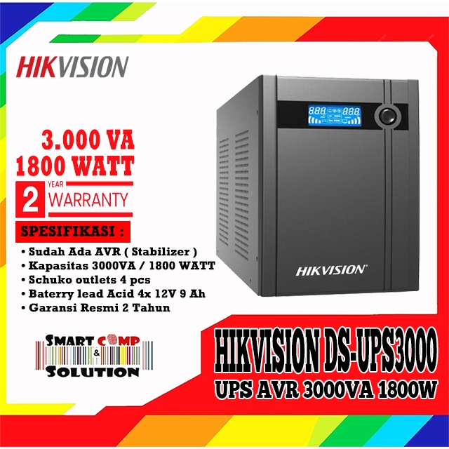 UPS Hikvision DS-UPS3000 / DS3000 / DS-3000 3000VA 1800W 1800 Watt Stabilizer AVR Garansi Resmi