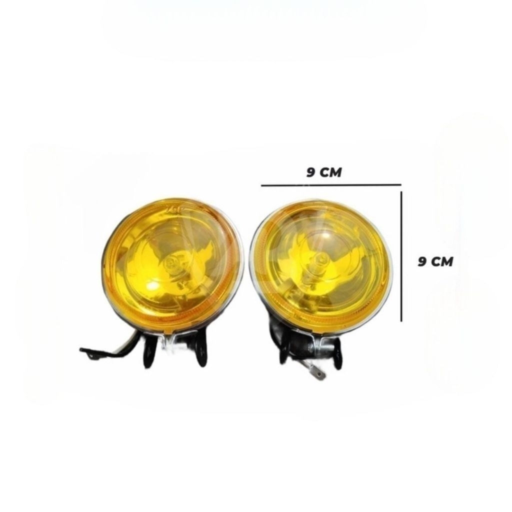 GROSIR lampu tembak kabut sorot Halogen Bulat Mika Kuning universal u/ motor - BULAT KUNING, 2 PCS