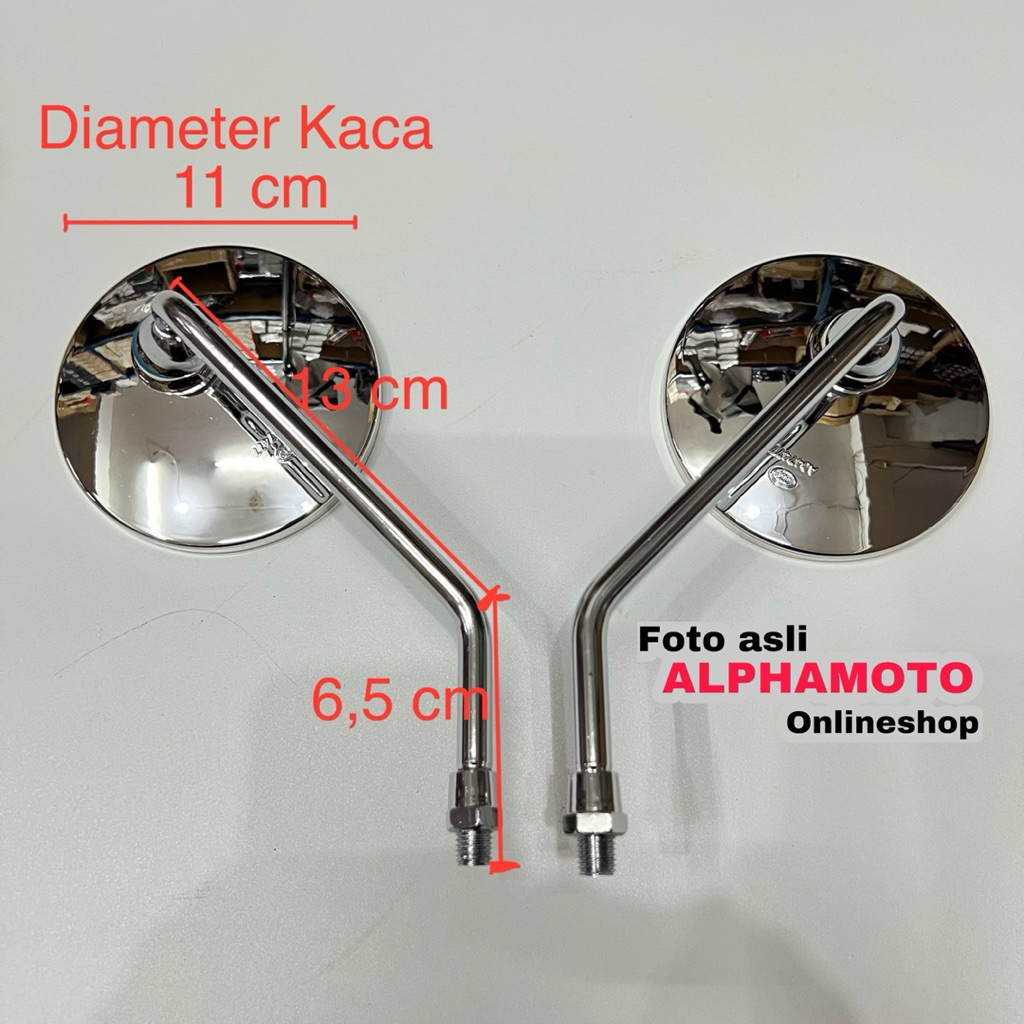 SPION PREMIUM BULAT CHROME UKURAN BESAR JUMBO MOTOR UNIVERSAL MATIC BEBEK SUPRA RXKING NMAX BEAT DLL