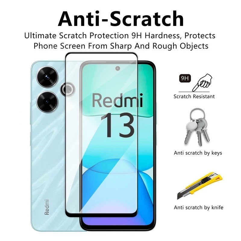 Tempered Glass Full Cover Xiaomi REDMI 15 15C A5 14C 13 4G 13C 12 12C 10 10A 10C 5G 9 9A 9C 9T 8 8A 
