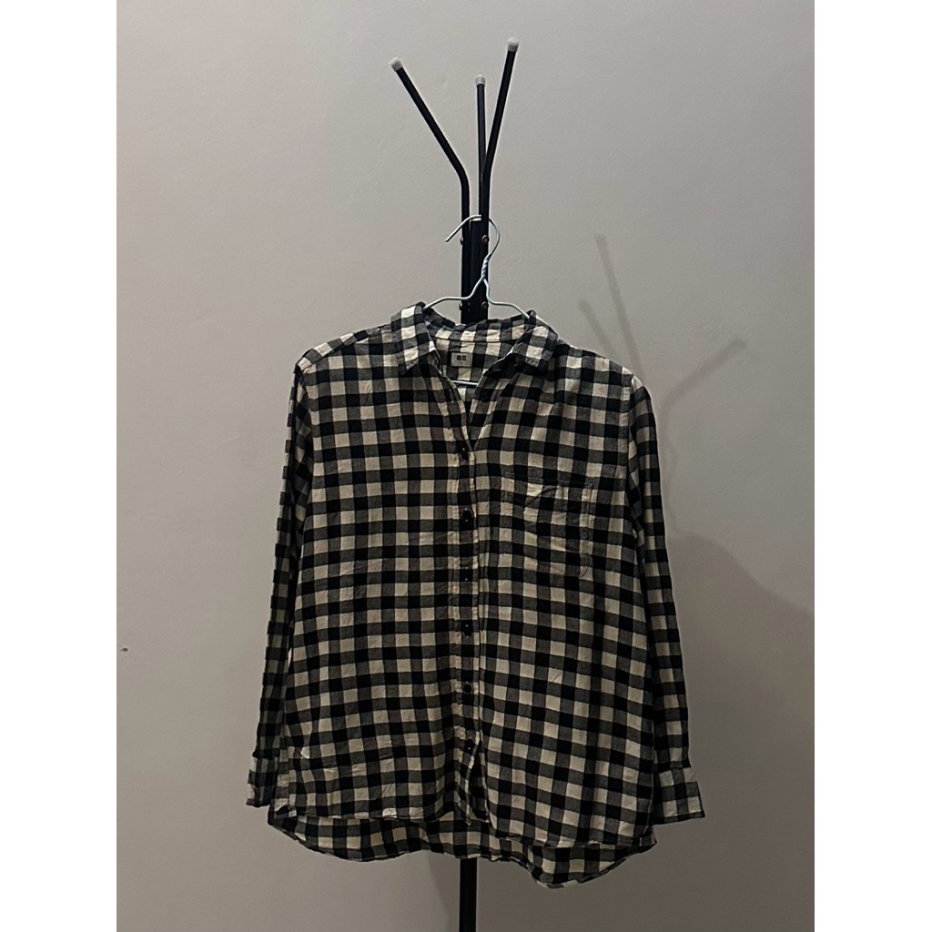 [Preloved] Top Kemeja Flannel Kotak Kotak Uniqlo Big Size Oversize
