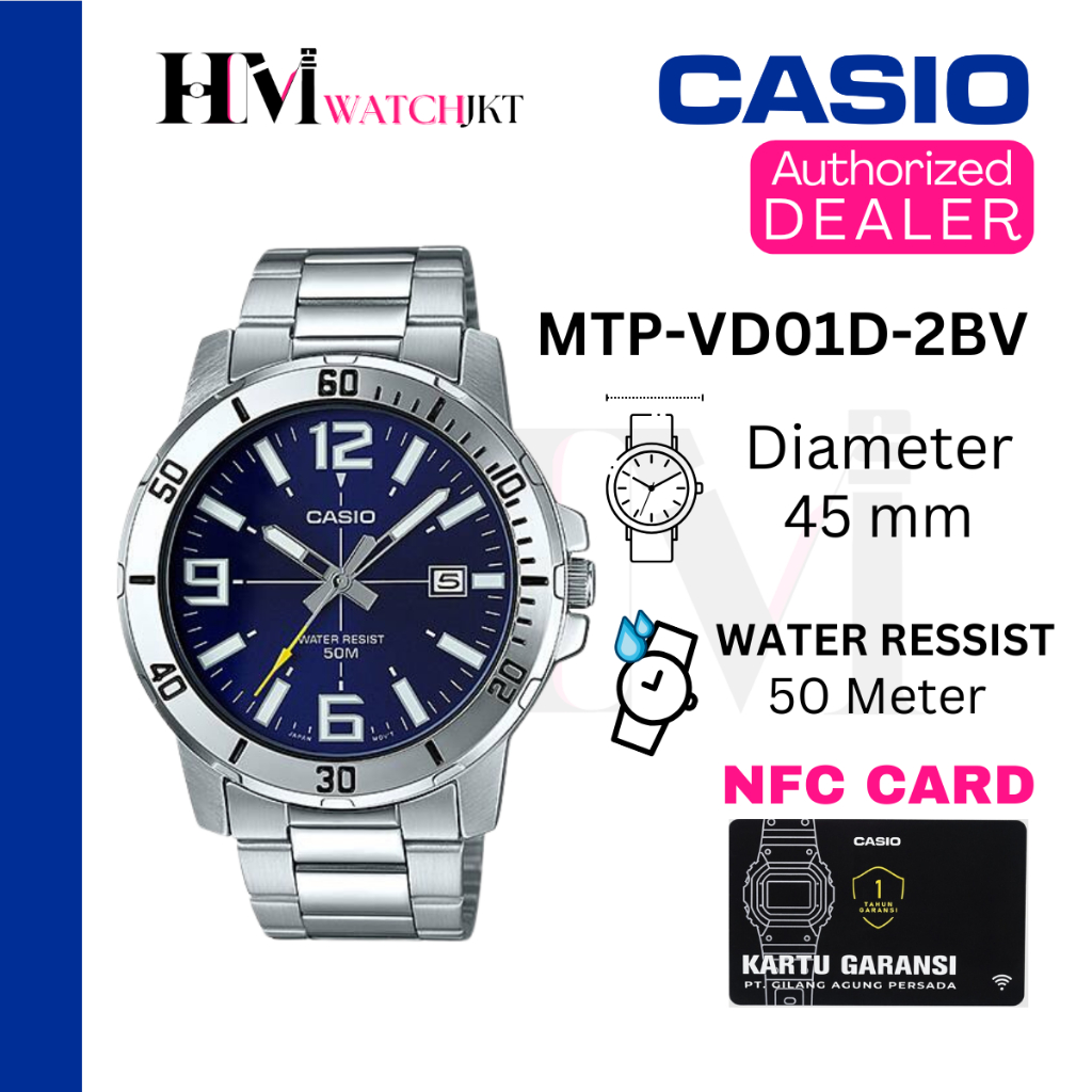 CASIO MTP-VD01D-2BVUDF Jam Tangan Original Pria Analog Rantai Antiair MTP-VDO1D-2BV mtpvd01