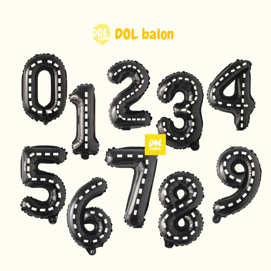 BALON ANGKA 100cm HITAM STRIPE
