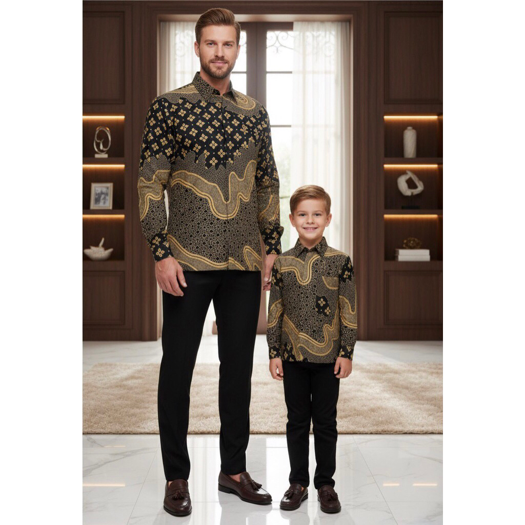 BATIK KERTAJAYA BATIK CUPLE ANAK Motif Atasan Kemeja Baju Batik Pria Cowok Laki Laki Slimfit Full La