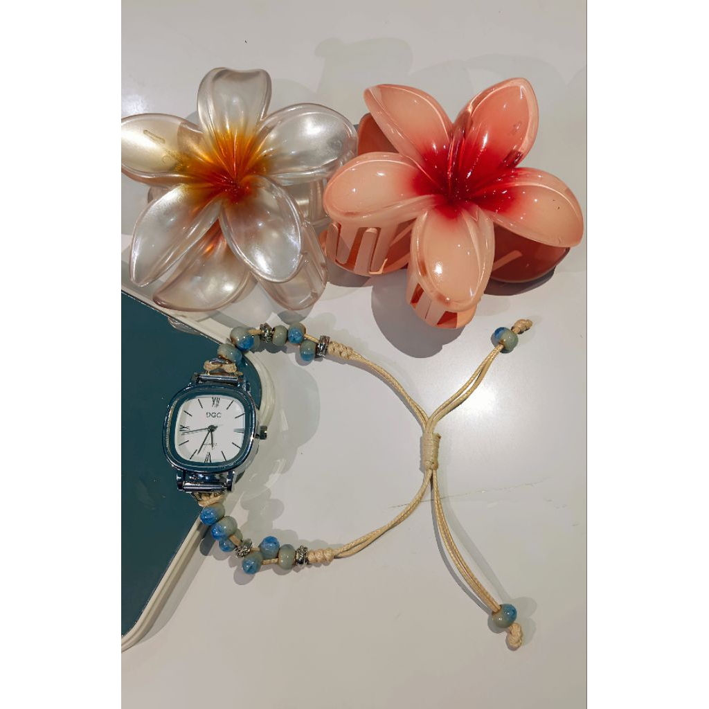 DGC W409 Jam Tangan Wanita Kotak Serut Stainless Quartz Fashion Gadis