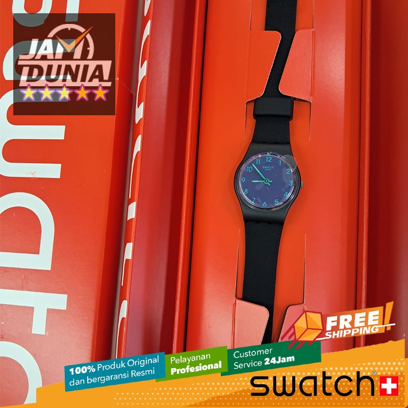 JAM TANGAN WANITA SWATCH ORIGINAL RUBBER BLACK NAVY SWATCH LB188 SWATCH LB 188 SWATCH GRACE IN TIME 