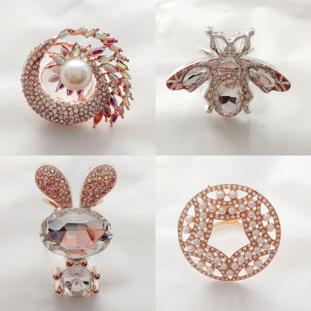 INDAH JAYA STORE | Bros Cincin Wanita Bulat Permata - Bros Ring - Bros Kumbang Kelinci Bunga - Bros 