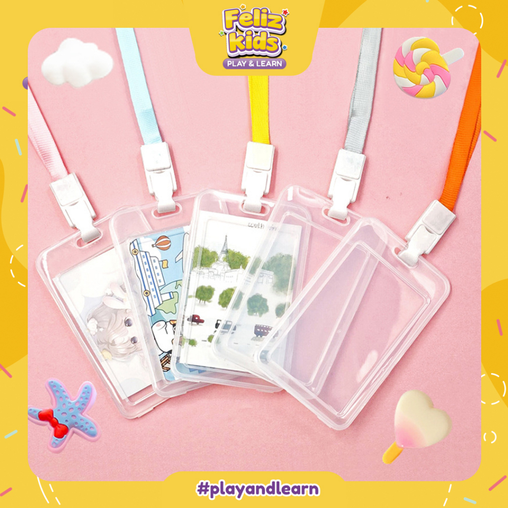 [FELIZKIDS] [FK477] LANYARD ID CARD GANTUNGAN KARTU POLOS DENGAN TALI LANYARD NAME TAG TRANSPARAN TE