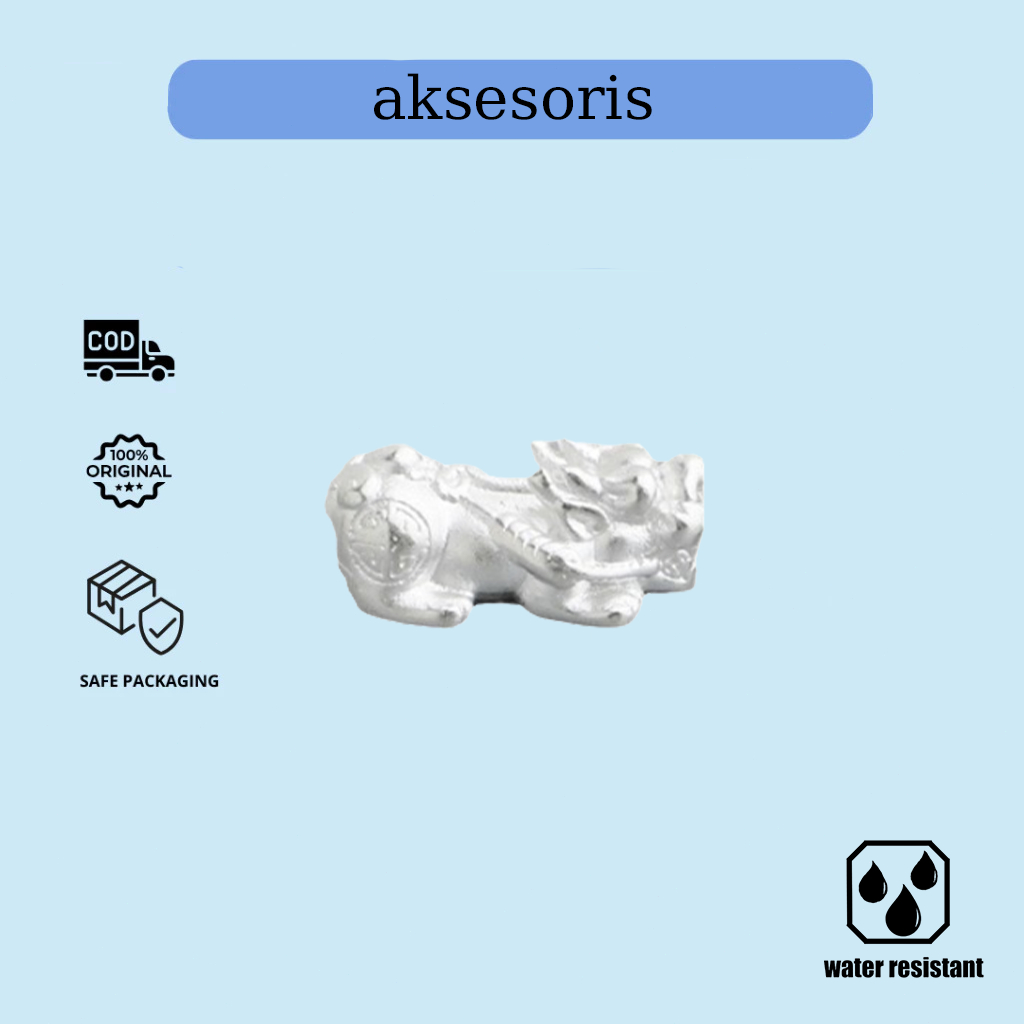 925 perak sterling Pixiu asli Qilin aksesoris gelang kalung liontin gantungan kunci DIY buatan tanga