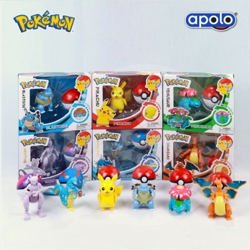 [100% ORIGINAL KIDZ STATION] POKEMON TRANSFORMING FIGURE POKEBALL BOLA BISA BERUBAH MAINAN POKEMON P