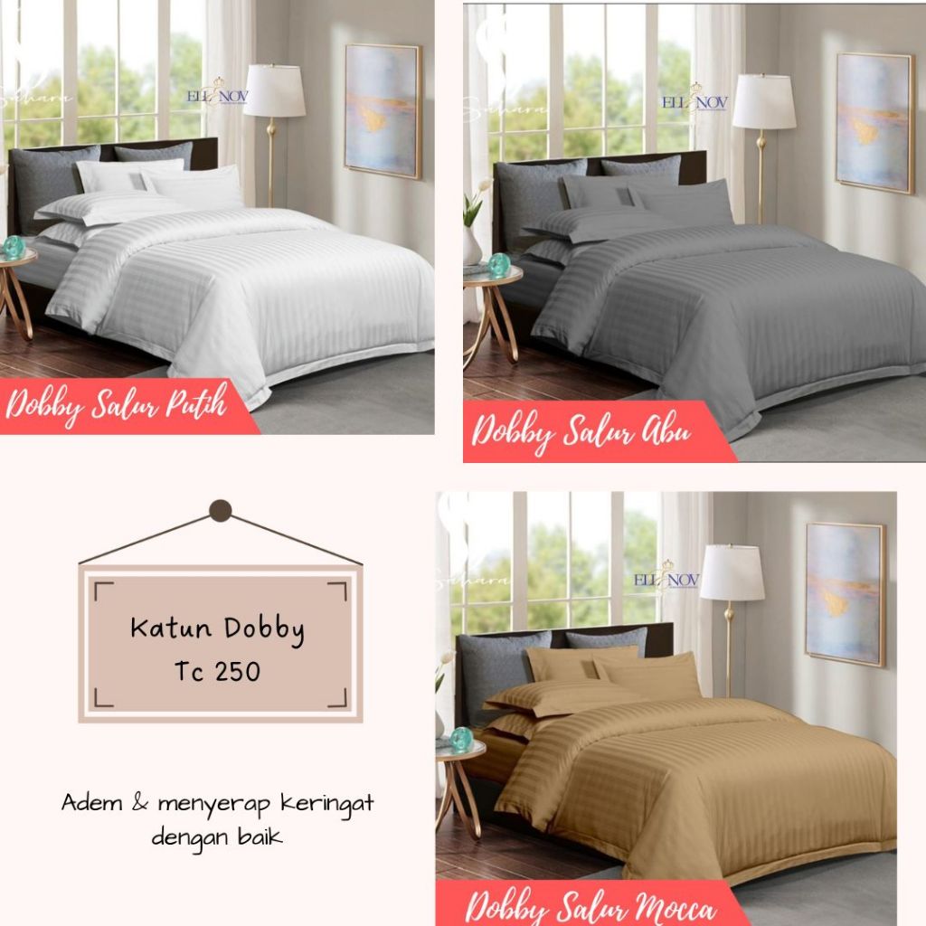 Ellenov Sprei Hotel Kingkoil Bahan Dobby Tc 250 (Belum Termasuk Bedcover) Sprei Murah Promo Diskon