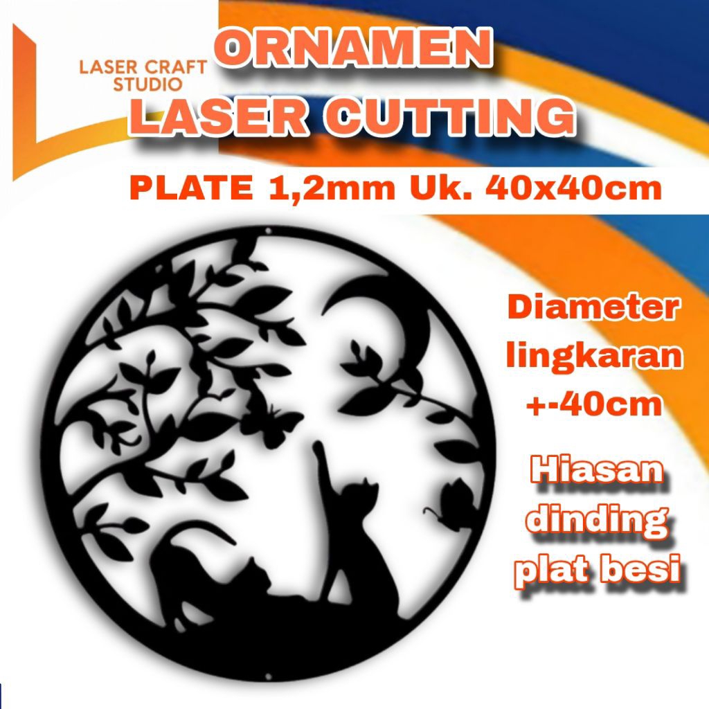 Hiasan dinding Plat besi / laser cutting ornamen D40cm / hiasan dinding estetik / plat besi ornamen