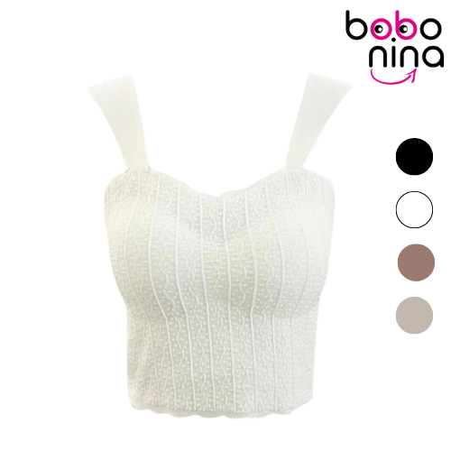 Ninabobo BR254 Tanktop Bra Korea Tali Lebar Wanita Crop Top Bra Motif Transparan Adem Push Up