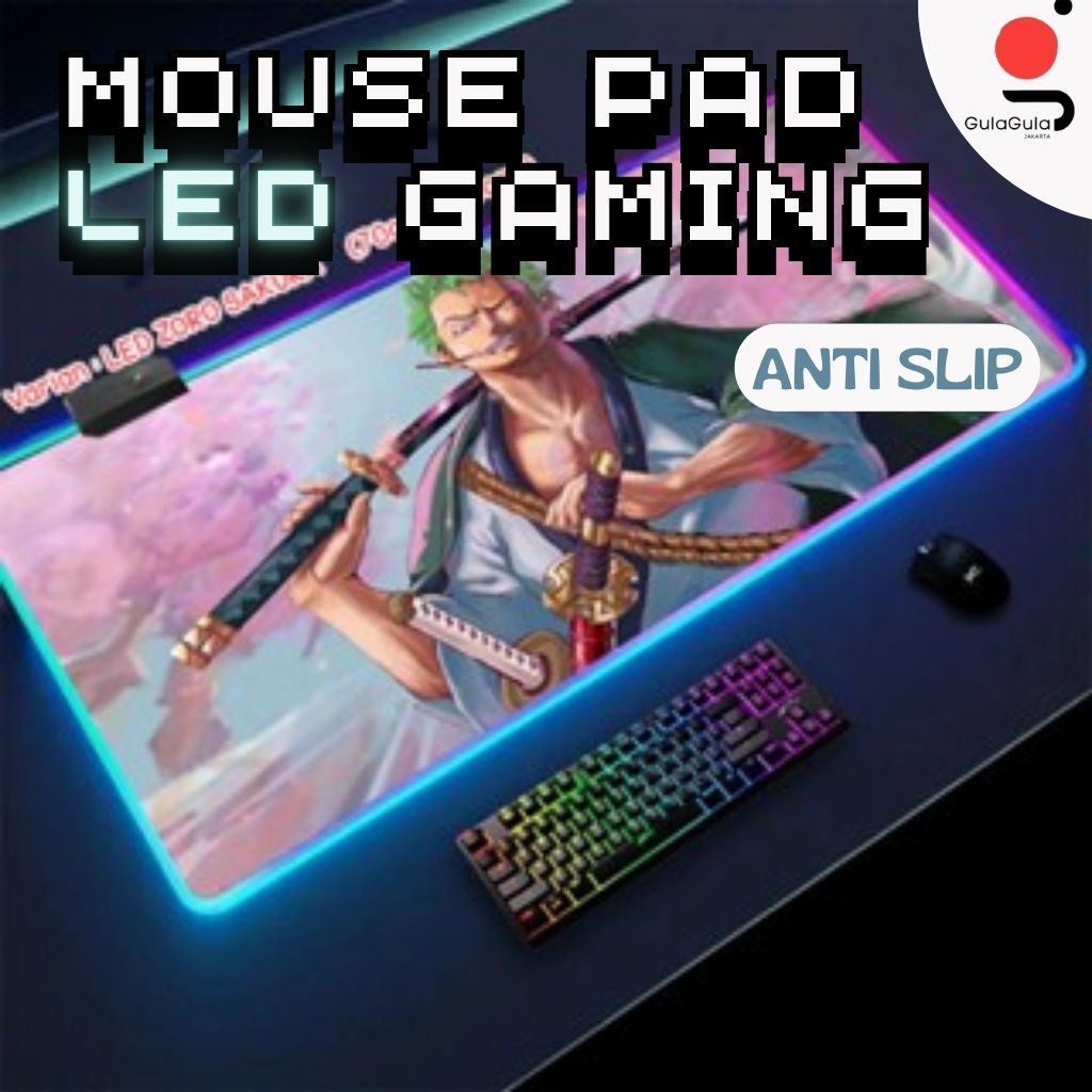MOUSEPAD LED LUMINOUS COLORFUL RGB GAMING ONE PIECE GUNDAM  MOUSE PAD GAMER MOUSE MATS ANTI-SLIP MOU