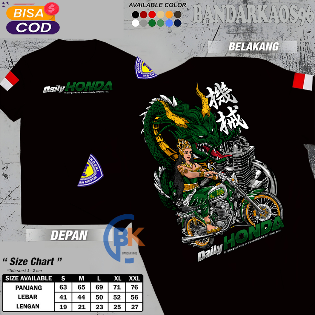 Bandarkaos69 Kaos Racing Daily Honda Nyi Roro Kidul Baju Distro Motor Herex Honda Gank CB GL MP Tshi