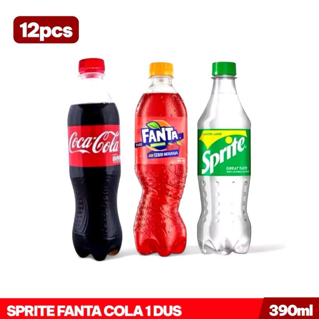 Coca-Cola/Fanta/Sprite 390ml Botol Tanggung 1pack isi 12pcs