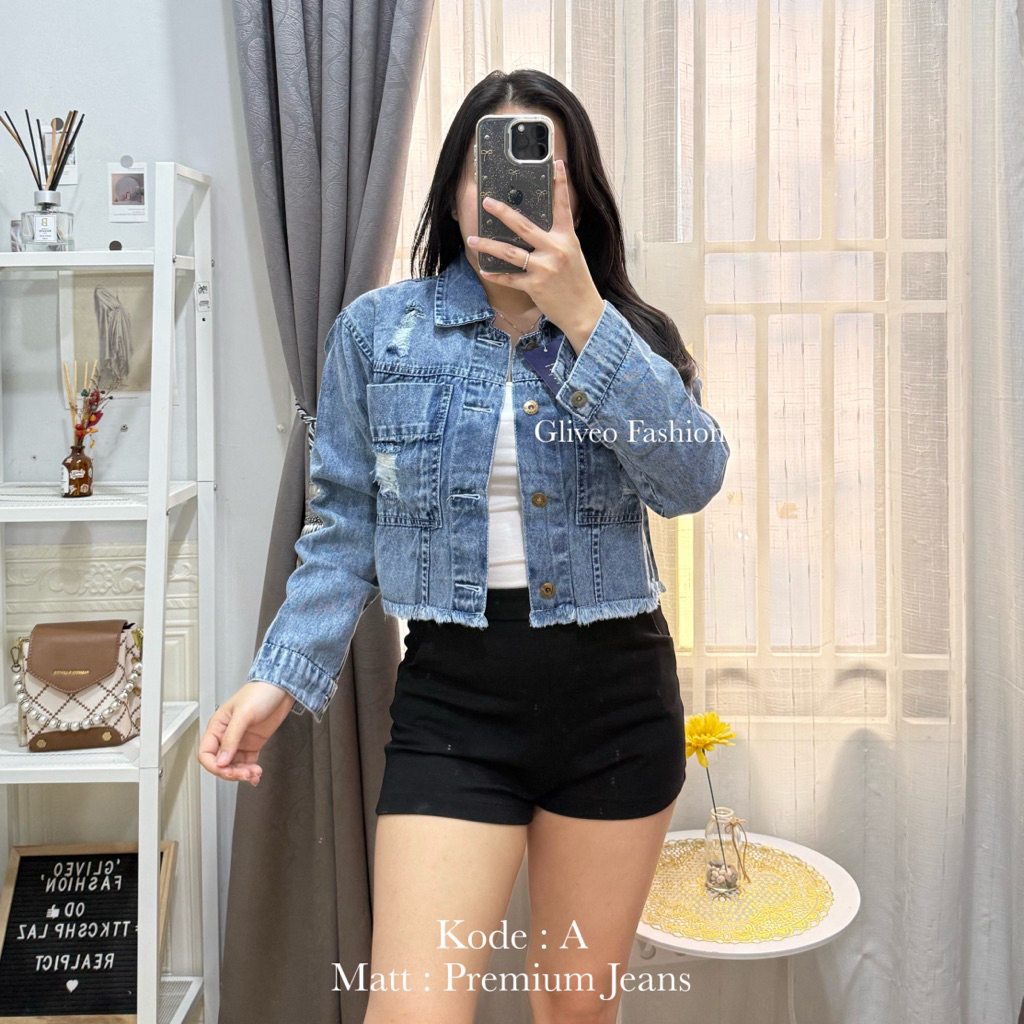 SALE (GLIVEO) Jaket Jeans Premium / Jacket Crop Levis / Jaket Jeans Wanita