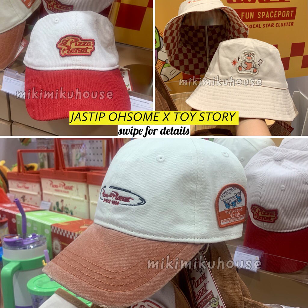 OHSOME x DISNEY TOY STORY TOPI BUCKET HAT BASEBALL CAP WOODY BUZZ ALIEN HAMM LOTSO FIGURE KARAKTER T