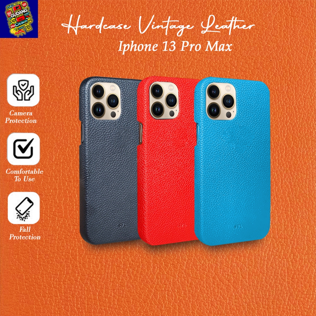[CUCI GUDANG] Hardcase SVL Vintage Iphone 13 Pro Max Leather case Microfiber