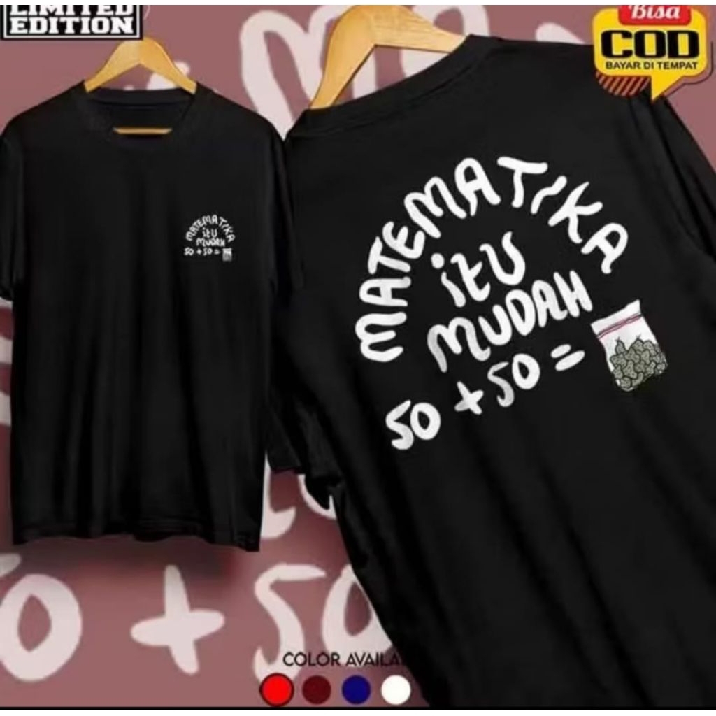 Kaos Hitam Matematika Itu Mudah 50+50 Desain Terbaru T-shirt Unisex