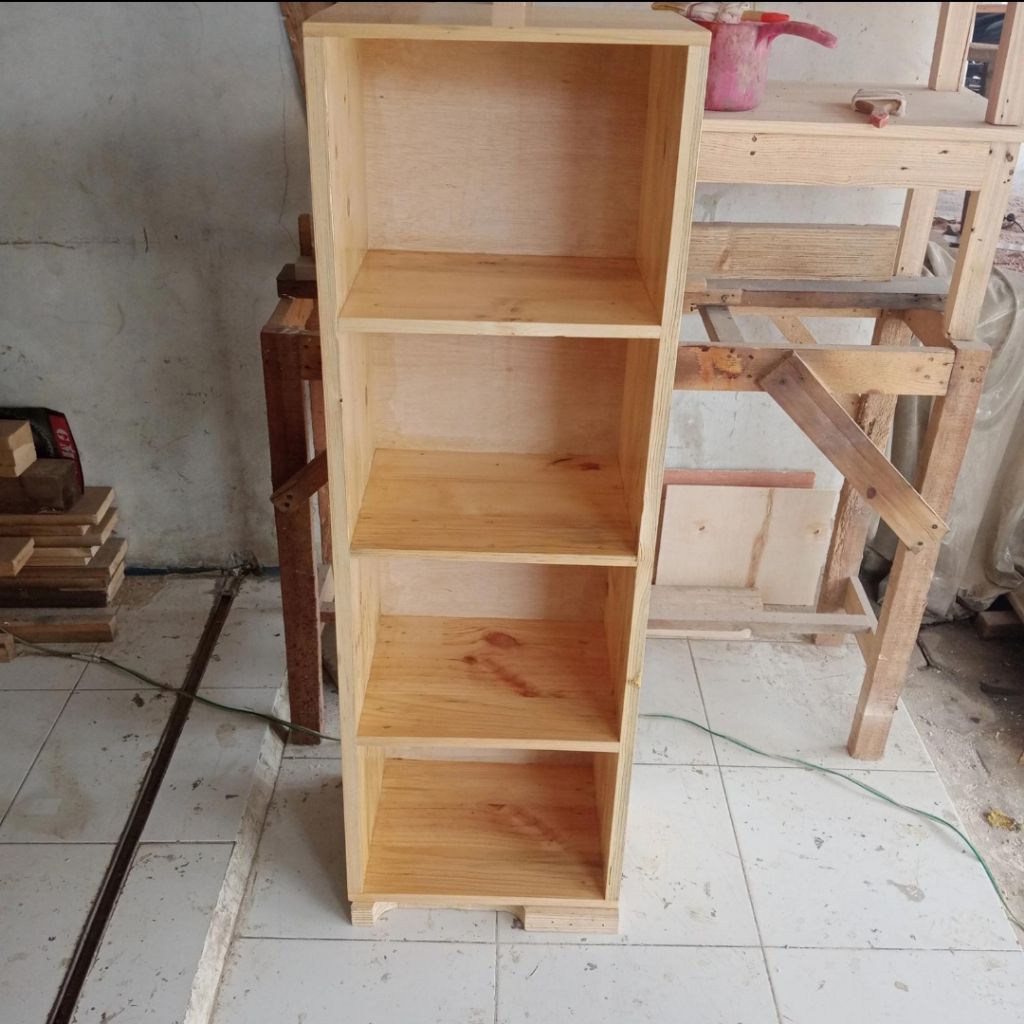 Rak dinding serbaguna/rak buku/rak laundry kayu jati belanda 40x30x120 cm