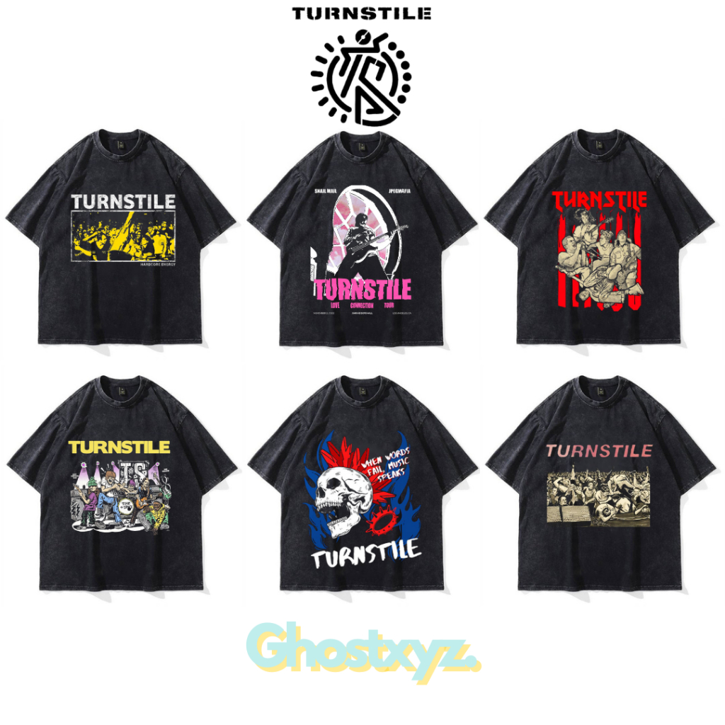 Ghostxyz T-Shirt Turnstile Wash Oversize Vintage Tee Baju Kaos