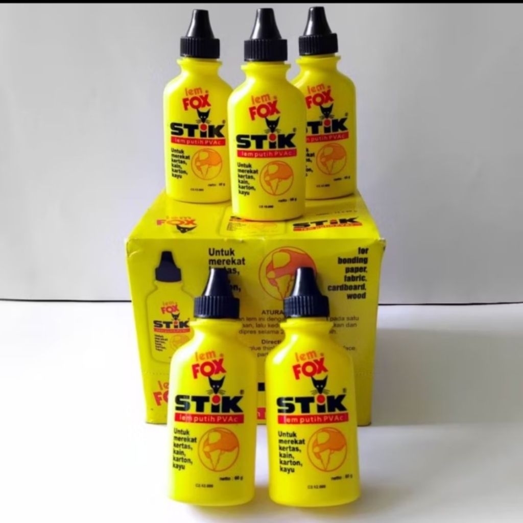 LEM FOX STIK 60 GRAM/LEM FOX BOTOL KUNING