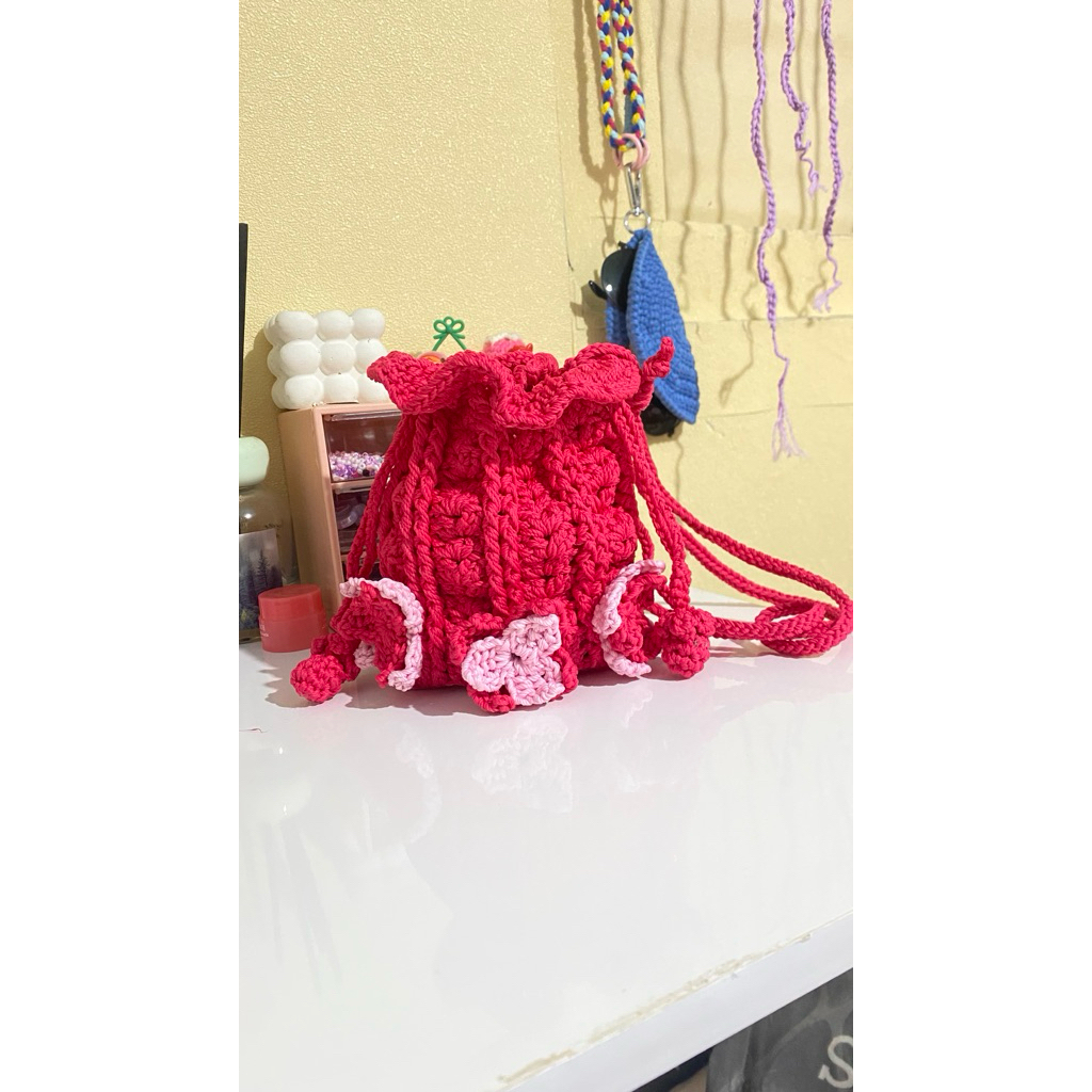 Bhine Bag Crochet | tas rajut handmade | tas serut rajut | tas rajut handmade